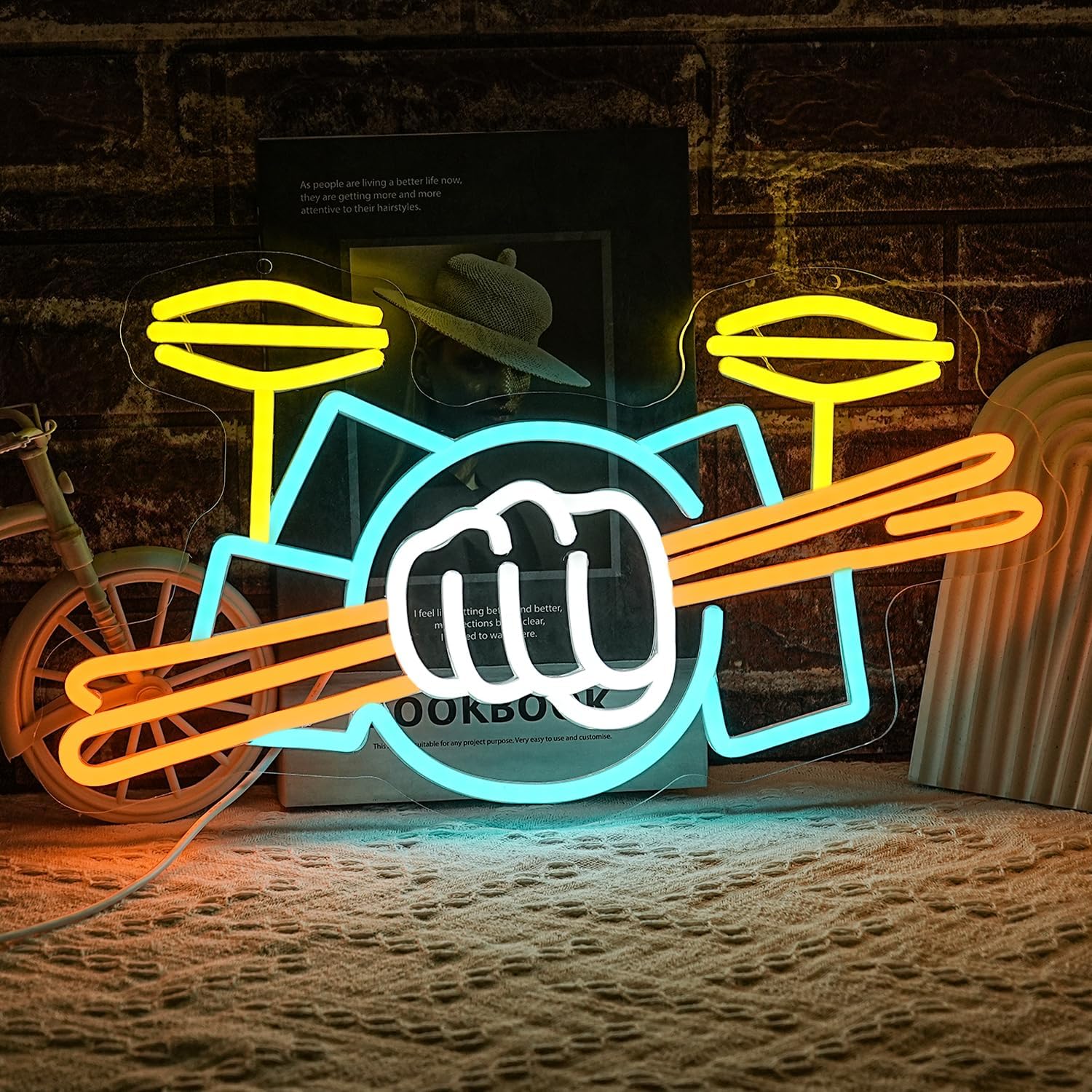 Musical Instruments - 드럼 세트 네온사인 USB 전원 악기