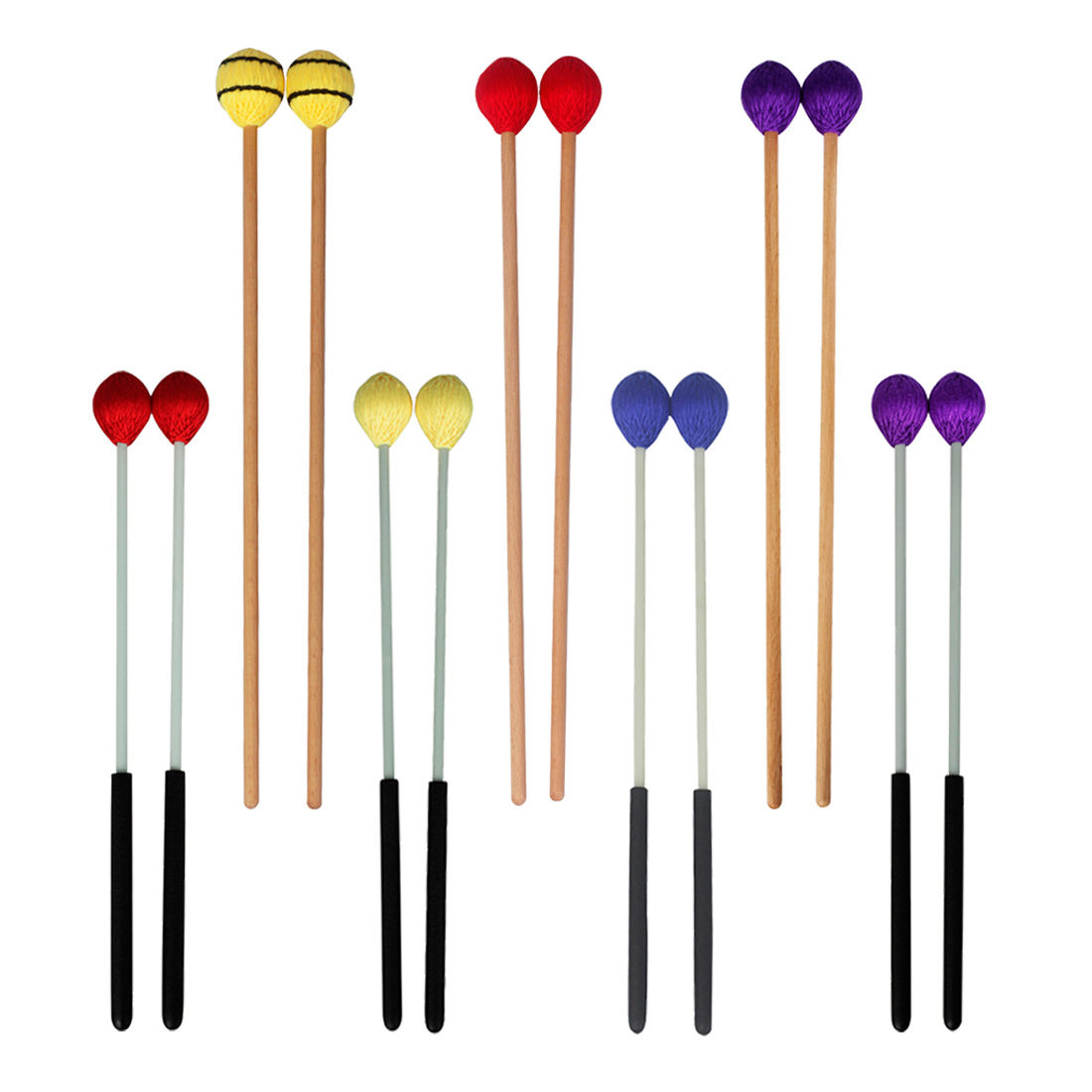 Musical Instrument Marimba - 2개 마림바 말렛 컬러 원사로 감싼