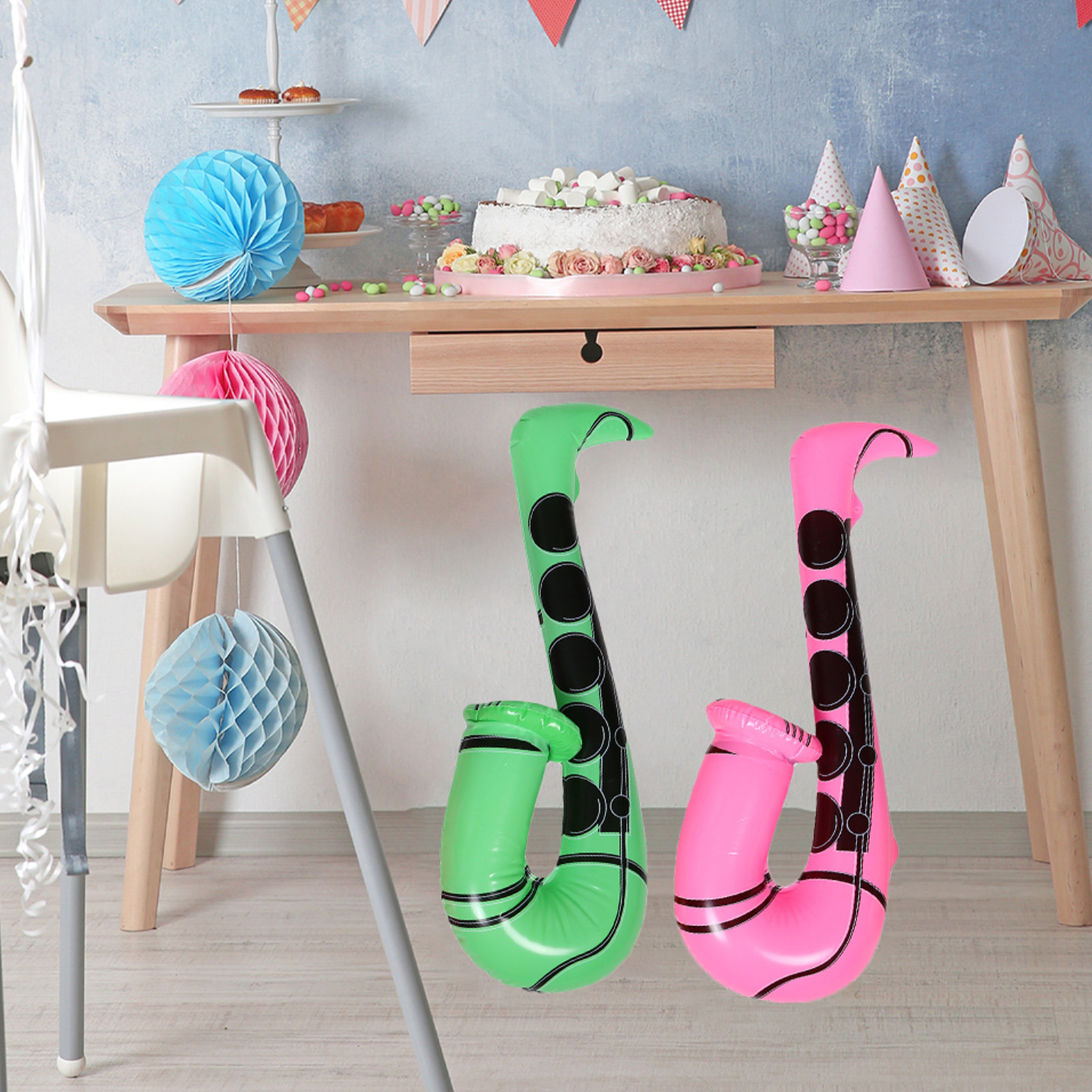 Musical Instrument You Blow - 4개입 에어바운스 색소폰 파티 소품 60cm